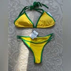 Yellow & Green Triangle Bikini Set - Women Swim Bikini size - XS NWT
